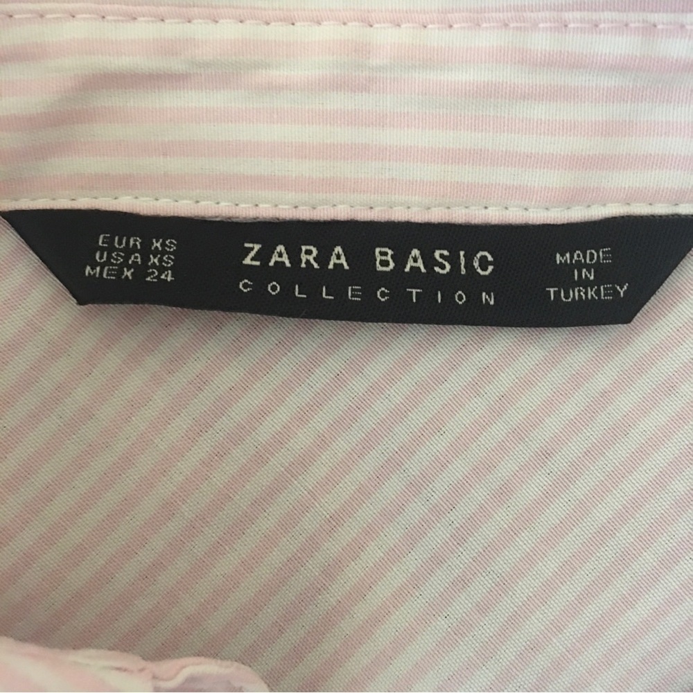 Zara Basic Pin Stripe Button Down High/Low Hem Sh… - image 2